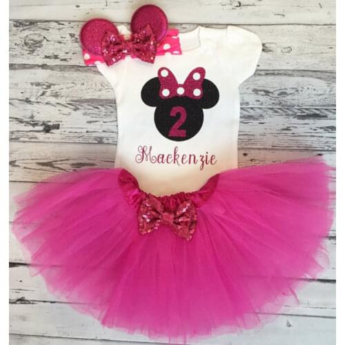Customize name minnies mouse bow first birthday bodysuit onepiece cake mesh Tutu toodles Outfit Set baby shower party gifts