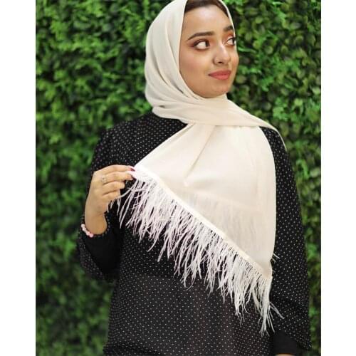 2021 New Feather Bottom Hijab Summer Chiffon Headscarves Muslim Fashion Long Shawl Scarf For Muslim Women Veil Headwrap Islam