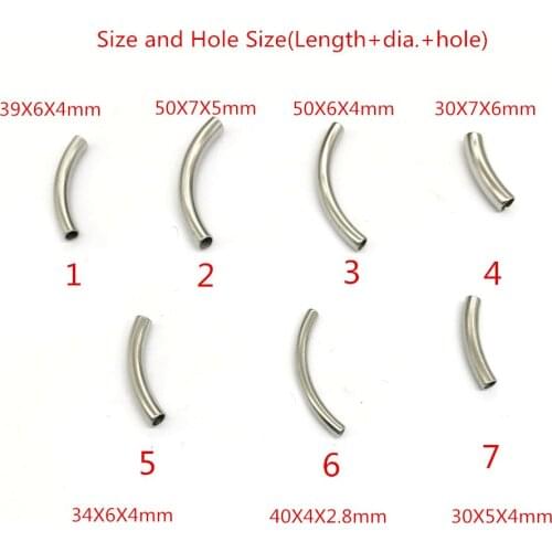 Polishing/Glaze 316l Stainless Steel Bent Silver Tone Cylinder European Charms Beads For Leather Bracelet Jewelry