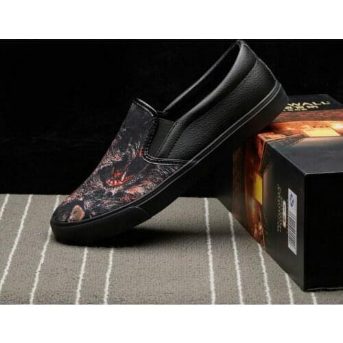 QWEDF 2019 New Arrival Summer Men Canvas Lace-Up Loafer Driving shoes Fashion Boy Flats Shoes Print Casual Shoes YC-16