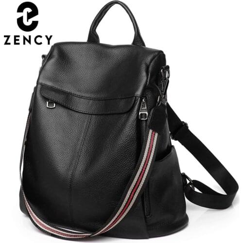Zency Multifunctional Fashion Womens Knapsack Soft Genuine Leather Backpack For Teenagers School Bag For Ladies Shoulder Bag