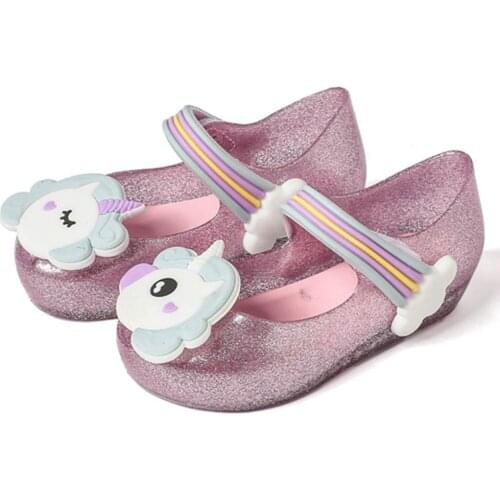 Mini Melissa Girls Sandals Unicorn Jelly Shoes Children Sandals Breathable Non-Slippery High Quality Summer Jelly Shoes Melissa