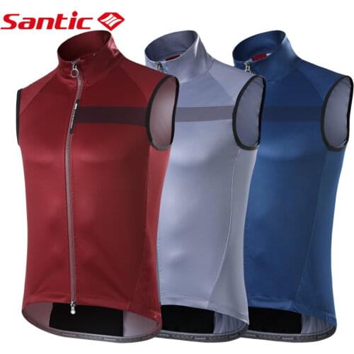 Santic Men Cycling Vest Riding Top Road Bike Windproof Rainproof Vest Reflective Asian Size M0C07032