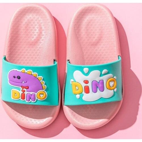Toddler Slippers Print Cartoon Animation Dinosaur Soft Sole Fashion Anti-Slippery Bathroom Beach Indoor Slippers Kids Summer New
