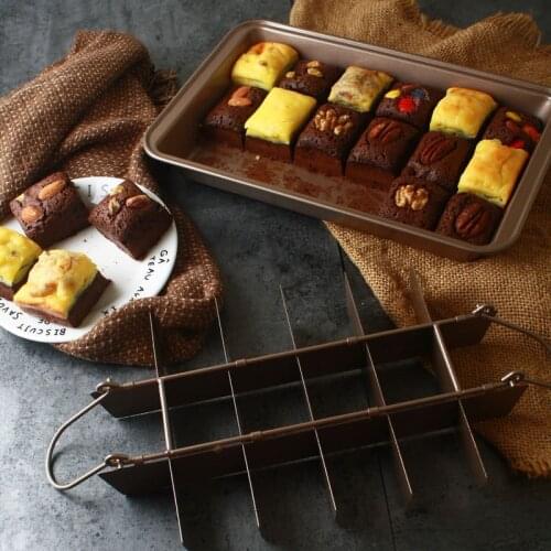 Brownie Cake Pan DIY Baking Tray Tools Square Lattice Chocolate Cake Mold Brownie Non-Stick Baking Pan