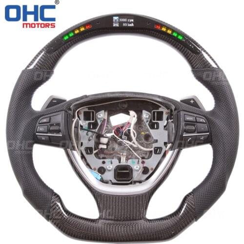 100% Real Carbon Fiber LED Performance Steering Wheel compatible for F10 F12 F01 5 6 7 Series
