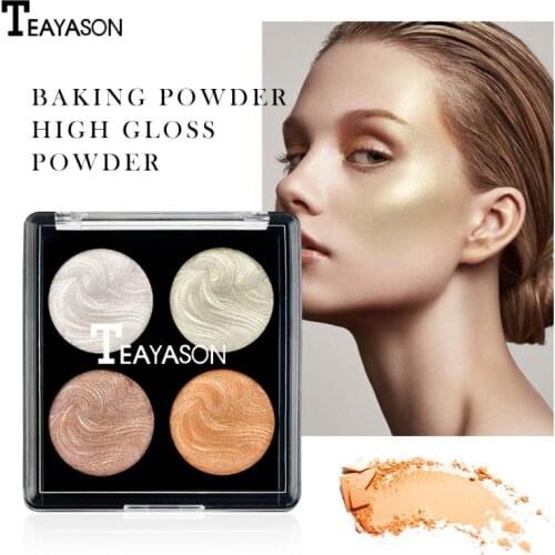 TEAYASON 4-color Baking Powder Highlighter Powder Repairing Powder To Brighten Skin Tone And Concealer Eyeshadow Tray TSLM1