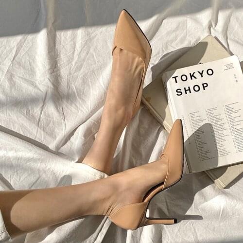High Heels Leather Pumps Pointed Toe Women Shoes Stiletto Heel Female Footwear White Khaki Silver Black Apricot Blue