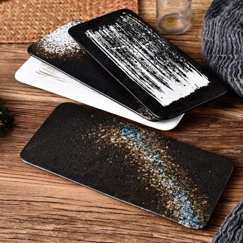 Vintage Ceramic Sushi Plate Japanese Cuisine Dinner Plate Rectangle Tray Dessert Fruit Cake Dish Breakfast Food Holder Tableware