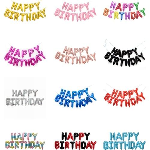 1 Set 16inch Happy Birthday Letter Balloons Rose Gold Helium Globos Birthday Party Decorations Kids 14 15 Years Party Favors