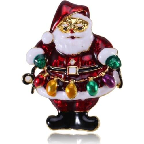 CINDY XIANG New Enamel Santa Clause Brooches For Women Creative Cartoon Figure Winter Coat Christmas Pins Brooch Fashion Jewelry