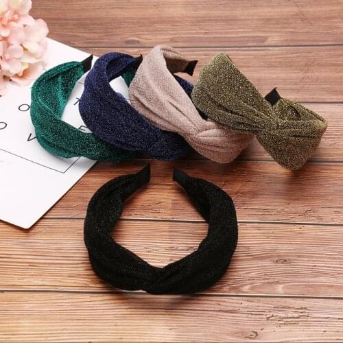 Glitter Mesh Hairband Head Band For Women Shiny Sequin Cross Knot Hair Hoop Headband Bezel Hair Accessories New