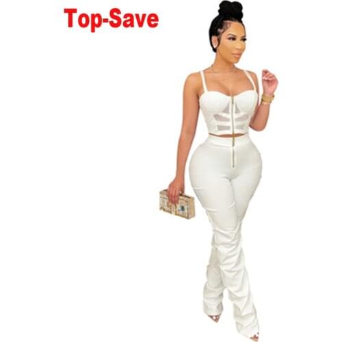 Fashion Evening Party Hollow Bandage Two Piece Set Women Summer Sexy Top+High Waist Leggings Clubwear Matching Outfits 2021 New