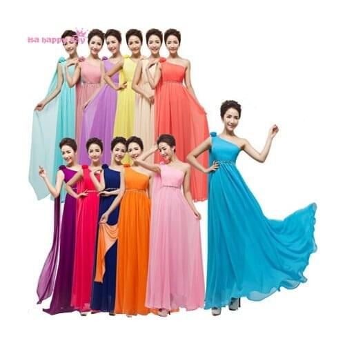 Plus size maxi a-line floor-length one shoulder light yellow orange cameo chiffon bridesmaid dresses corset back dress W1796