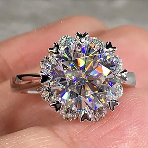 18K Au750 White Gold Women Ring Moissanite Diamonds 1 2 3 4 5 Carat Sunflower Wedding Party Engagement Anniversary Ring Trendy