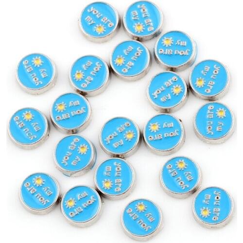 F389 Alloy Metal You are my Sun Floating Charms For Living Glass Memory Floating Locket Jewelry Making 8*8mm
