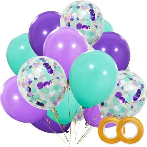 40PCS Metallic Confetti Air Balloons With 2 Rolls Ribbon Birthday Wedding Christmas Party Decorations Festival Balon Supplies