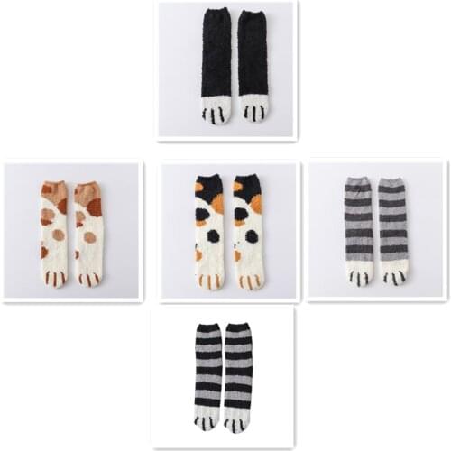 5 Pairs/lot Cat Paw Socks For Women Girls Sleeping Socks Home Floor Socks Thick Girls Socks