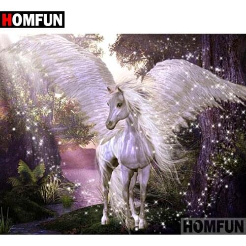 HOMFUN 5D DIY Diamond Painting Full Square/Round Drill "Angel horse" Embroidery Cross Stitch gift Home Decor Gift A08005