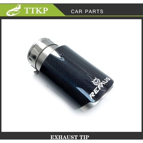 Car Glossy Black Stainless Steel Full Cover Remus Carbon Fiber Exhaust Pipe Muffler Tips for remus
