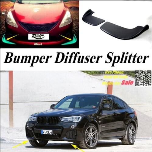Car Splitter Diffuser Bumper Canard Lip For BMW X4 F26 2014~2016 Tuning Body Kit / Car Front Deflector Flap Fin Chin Reduce Body