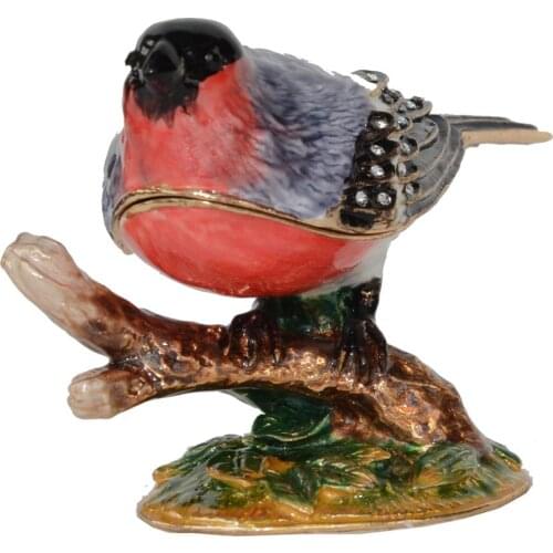 Bullfinch Bird Trinket Box Jewelry Container Bird Decoration Christmas Gift for Lovers Metal Tabletop