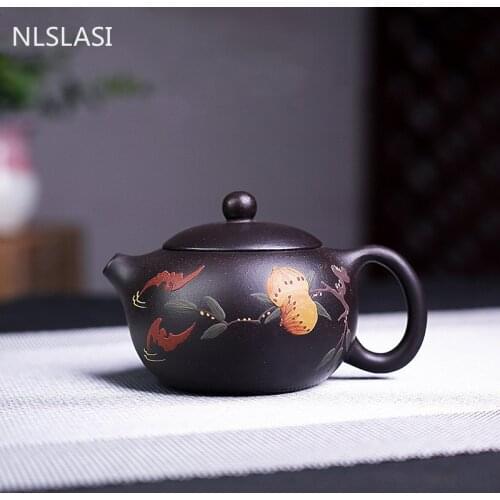 Yixing tea pot purple clay xishi teapot Handmade Black gold sand Teaware Authentic kettle Chinese Tea ceremony supplies 190ml