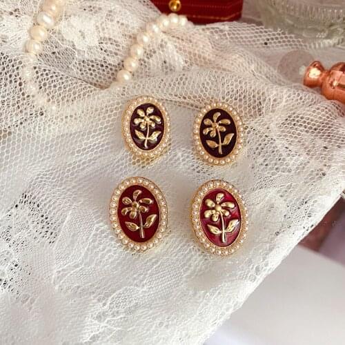 Ancient ways is the feeling of the wind painting s plant flowers 925 silver earrings small elegant pearl earrings