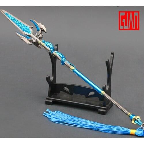 Game King Of Hundred Soldiers Long Spear White Rainbow Weapon Model Full Metal Crafts Decoration Decoration Crafts Pendant Model