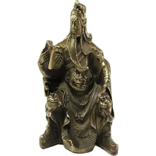 China old Bronze statue Guan Yu read books copper statue ware of Fengshui