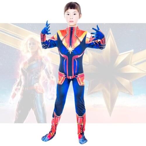 Girl Avengers Superhero Captain Marvel Cosplay Costume/Halloween Fancy Jumpsuit/Carnival Party Gift