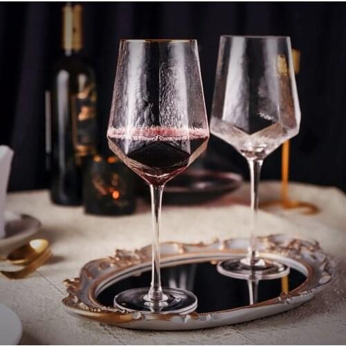 Creative Glass Wine Glasses Home Hammered Goblet Red Wine Glass Diamond Champagne Glass Wine Glasses glass cup