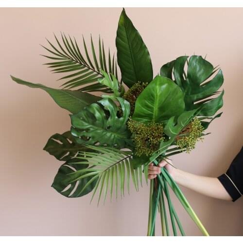 Large Artificial Plant Palm Leaves Green Fern Leaves Turtle Bamboo Leaves Tree Branch Home Wedding Decoration Tropical Leaves