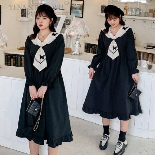 Summer Japanese Style Black Dress Womens Long-Sleeved Black Skirt JK Uniform Suit High School Girl Uniform Plus Size Clothing