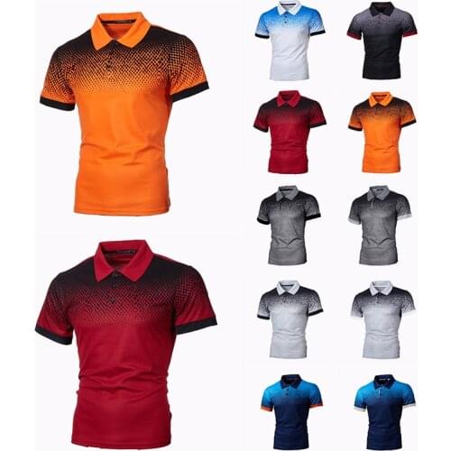 Summer Mens Elastic 3D Print t-Shirt Fitness Sport Shirts Slim Brand Short Sleeve Casual Polo Business Shirts Training Clothing