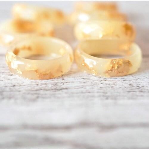 Hot Sale Handmade Gold Color Foil Paper Inside Resin Ring For Women Men Drop Shipping Mother Valentines Day Wedding Ring