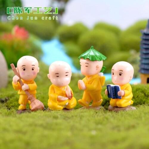 Monk Small Buddha Statue Reading sweeping Chanting Monk Figurine Tathagata India Yoga Mandala Tea Pet Crafts Decorative