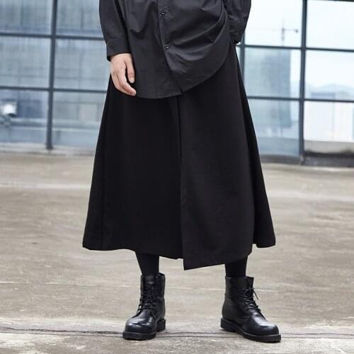 Mens nine minute trousers Spring/summer wide leg trousers yamamoto style mens false skirt trousers loose mens trousers