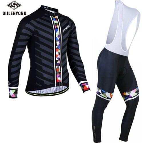 SIILENYOND mens spring cycling suit long sleeve top and back trousers moisture absorption and sweat wicking bicycle equipment