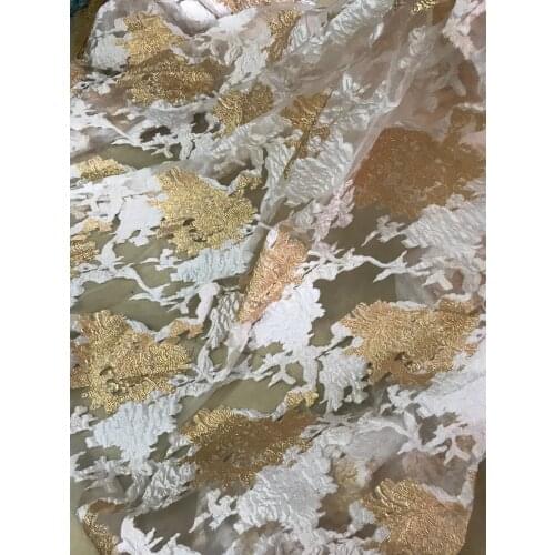 Fancy embroidered net lace fabric with good quality L-9853 for party dress