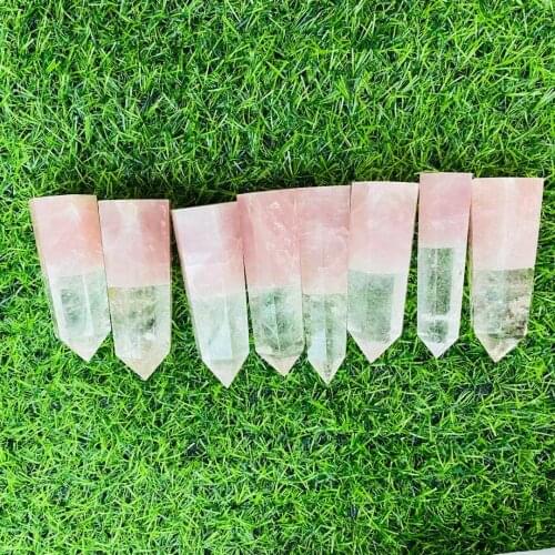 Natural Crystal High Quality Hand Carving Crystal rose quartz clear quartz point tower for geomantic omen and gifts YJL