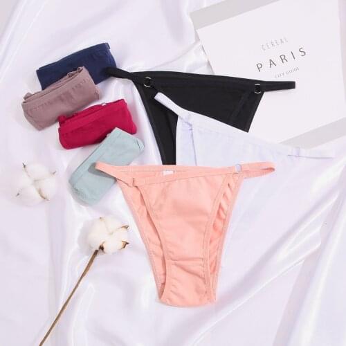 New Womens Underwear Sexy Solid Color Panties Fashion Ring Comfort Briefs T Pants Low Waist Seamless Underpants Female Lingerie