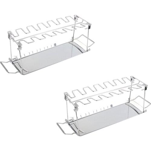 Chicken Leg Wing Rack Stainless Steel Metal Roaster Stand with Drip Tray for Smoker Grill or Oven, Non-Stick