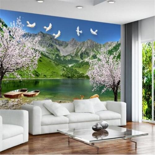 Beibehang Custom 3d wall paper beautiful lake tourist scenic mural sofa living room bedroom TV backdrop home decoration
