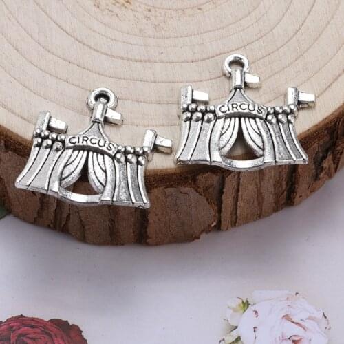 8pcs/lot Silver Plated Circus Tent Charm Metal Pendants DIY Necklaces Bracelets Jewelry Handicraft Accessories 21*22mm