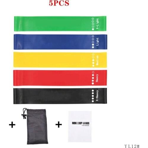 Five colors fitness resistance band Yoga tension band gym rubber band Pilates training elastic equipment