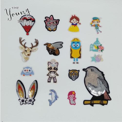 Sewing Fashion Kids Cartoon Iron on Patches Embroidery Applique Motifs Stickers Badges DIY Clothing Decoration Accessories