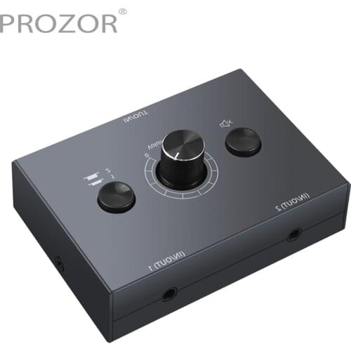 PROZOR 2 x 1/1 x 2 3.5mm Stereo Audio Switch Bi-Directional Switcher with Mute Button No External Power Required Audio Splitter