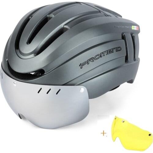 PROMEND one-piece magnetic suction goggles helmet breathable belt warning light rechargeable MTB road bike riding equipment