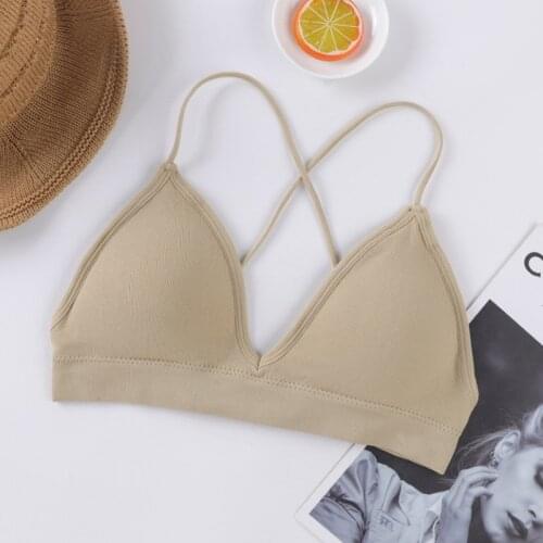 Cross Strap Underwear Push Up Bras For Women Deep V Triangle Bra Soft Comfort Bralette Top Padded Seamless Sexy Lingerie